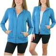 thumbnail image 5 of ToBeInStyle Women's Thin Fabric Long Sleeve Kangaroo Pocket Zip Up Hoodie - Steel Blue - Large, 5 of 7