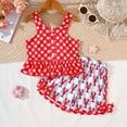 thumbnail image 2 of TOWED22 Toddler Baby Girl Clothes Summer Outfit Sleeveless Daisy Print Knit Ribbed Strap Tank Top Shorts Set(Blazer,3-4 Y), 2 of 9