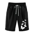 thumbnail image 3 of QUNYINEY Women's Shorts Butterfly Casual High Waist Bermuda Shorts Loose Wide Leg Cotton Linen Elastic Waist Shorts, 3 of 3