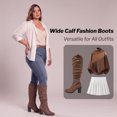 thumbnail image 6 of Love Steetly Women's Extra Wide Calf Knee High Boots, Slouchy Ruched Shaft, Chunky Block Heel Side Zip Casual Winter Tall Boots., 6 of 8