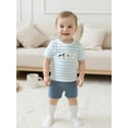 thumbnail image 5 of BemeyourBBs Boys Summer Outfits Animal Embroidery Striped T-Shirt and Shorts, 5 of 9