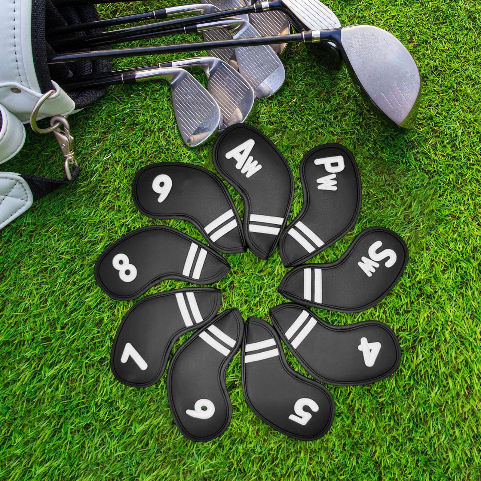 QccHieUs 9 Pcs Golf Club Head Covers, Mallet Putter Covers, Men's Protector, Premium black