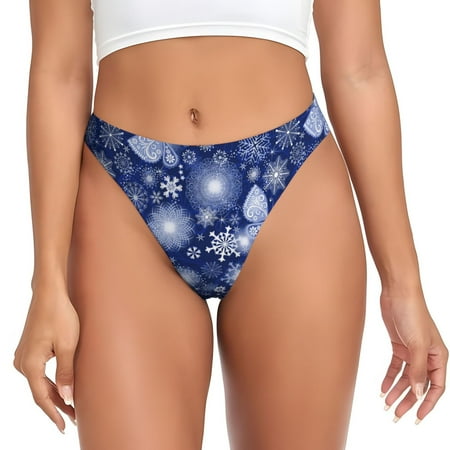 Qokaie Beautiful Snowflake Butterfly Printed Women s Cotton Thong Underwear  Sexy Breathable Panties G-string-X-Small