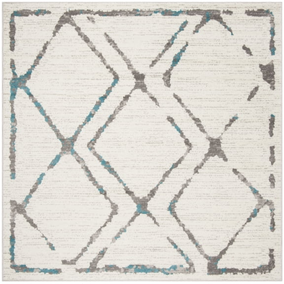 SAFAVIEH Skyler Leontyne Diamond Area Rug, Ivory/Blue, 6'7" x 6'7" Square