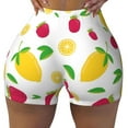 thumbnail image 2 of Balery Strawberry and Lemon Pantalones cortos de entrenamiento estampados para mujer, sin costuras, ajustados, para gimnasio, yoga, correr, deportes, ejercicio activo, fitness.-Small, 2 of 8
