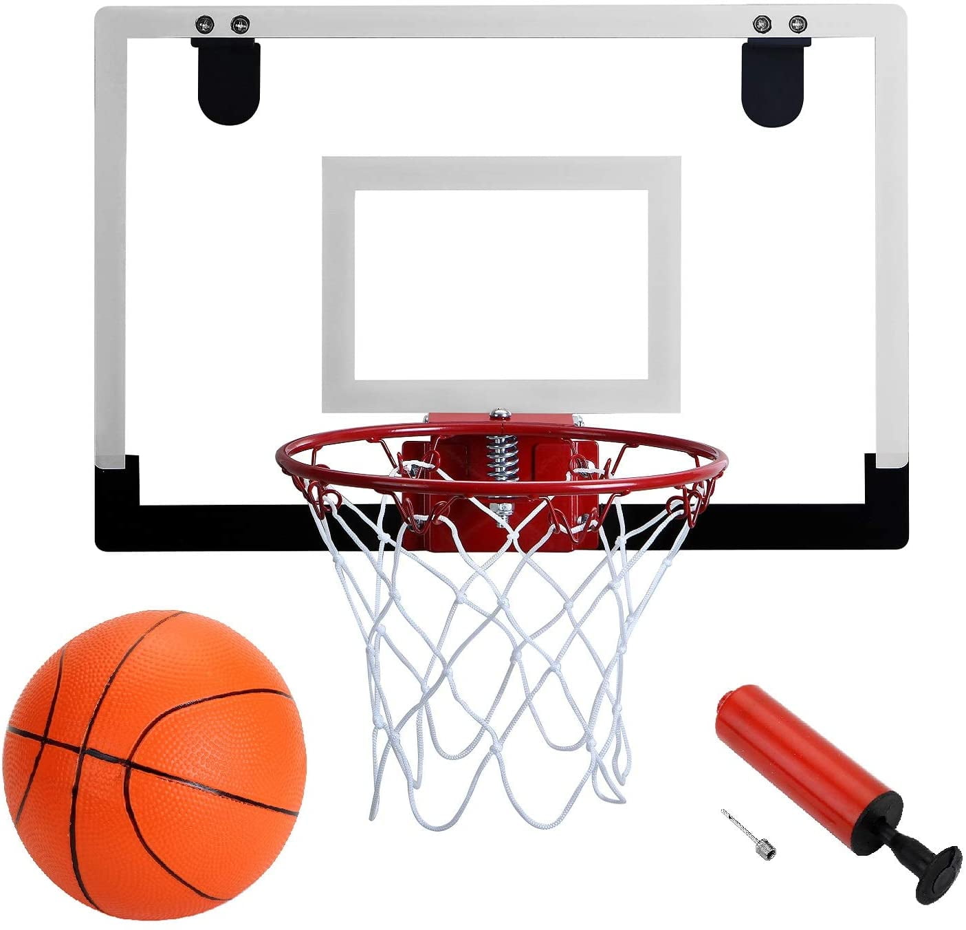 Uotmiki Mini Basketball Hoop 18’’X12’’ Over-The-Door Basketball Backboard Indoor Outdoor Sports Toy Set with Ball Pump 