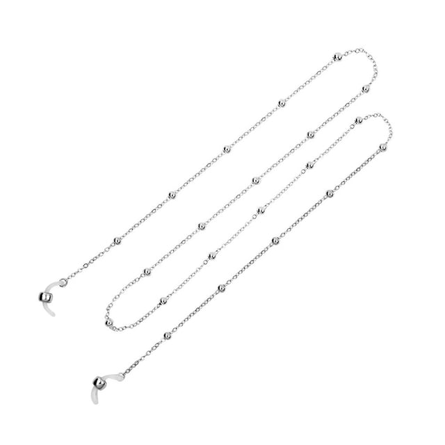 Miangastore Chaîne de Lunettes pour Femmes Perles Rondes Argentées Style Littéraire Lot de 1 pour Randonnée
