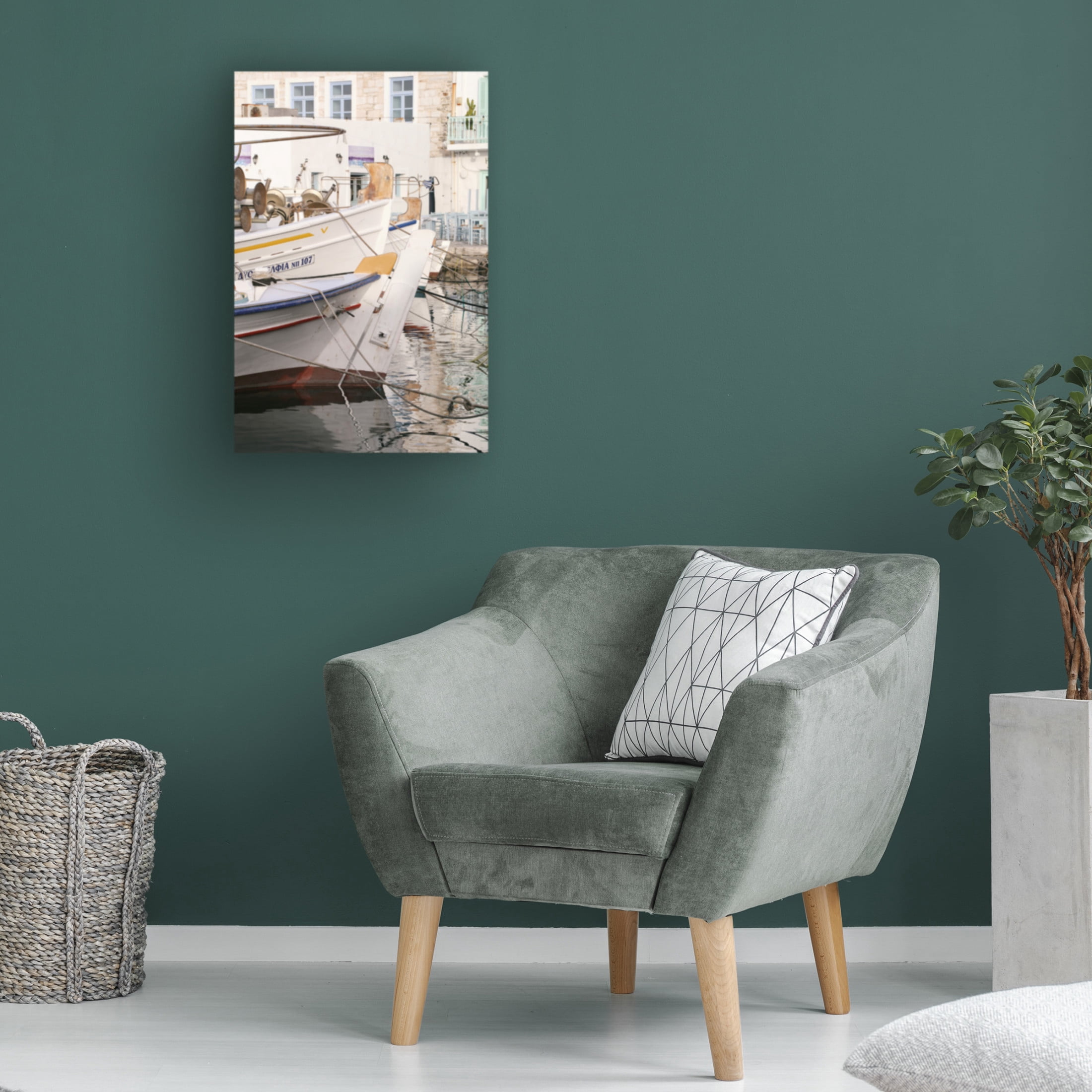 Canvas Wall Art - Carina Okula 'Morning by The Fishing Port' Wall Art for Living Room, Bedroom, or Office Décor by Trademark Fine Art - 22 x 32 Inches