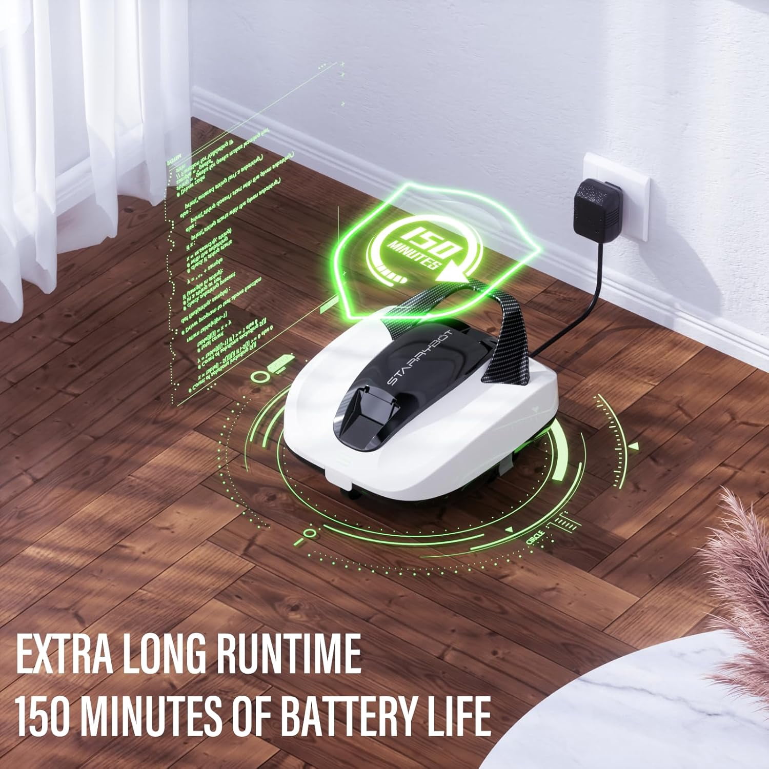 Starrybot Cordless Robotic Pool Cleaner, Portable Swimming Robotic Pool Vacuum Self-Parking Technology, Ideal for Above-Ground Pools