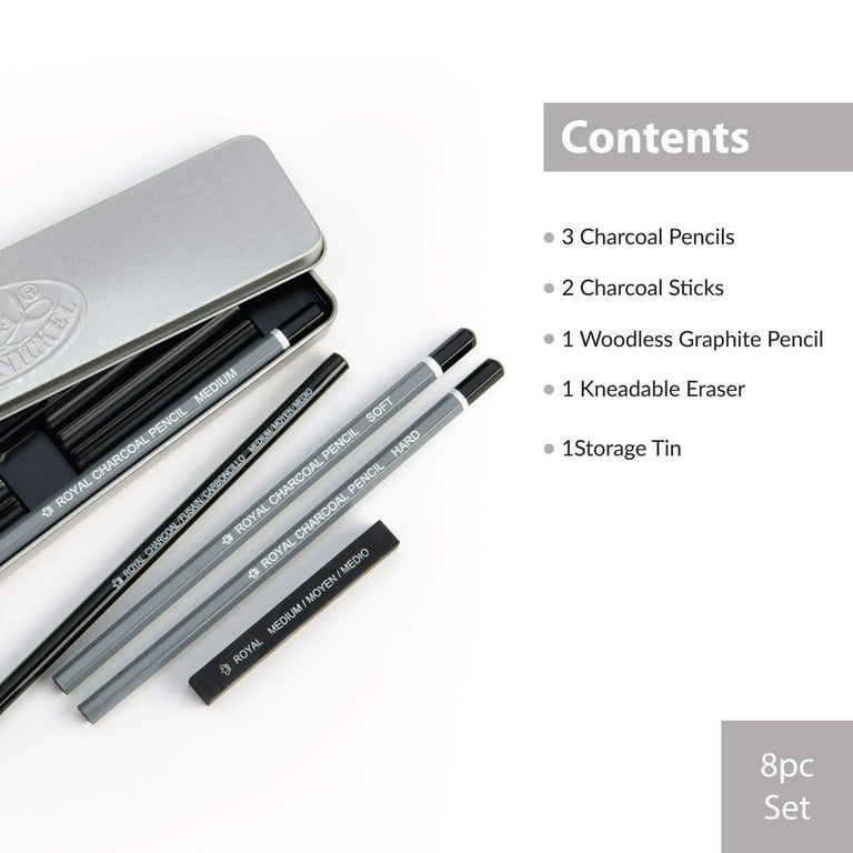 Royal & Langnickel Professional Drawing Art Kit - 8pc Charcoal