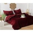 thumbnail image 4 of Vinsan International Ultra-Luxe Velvet Duvet Cover, Boho Bedding UO Comforter Donna Cover, 3 Pcs Set Wine Color Duvet Set, Velvet Bedding Set King Size, 4 of 7
