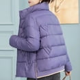 thumbnail image 5 of XPMWRP Women's Quilted Thicken Puffer Zip Jacket Long Sleeve Stand Collar Solid Color Coat Warm Winter Loose Trendy Padded Coat with Pockets Purple XXL, 5 of 7