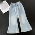 thumbnail image 5 of NAISIBABY Girls Flare Leg Jeans, Cute Trendy High Waist with Pockets Kids Strentch Casual Denim Pants Blue Size 6, 5 of 9