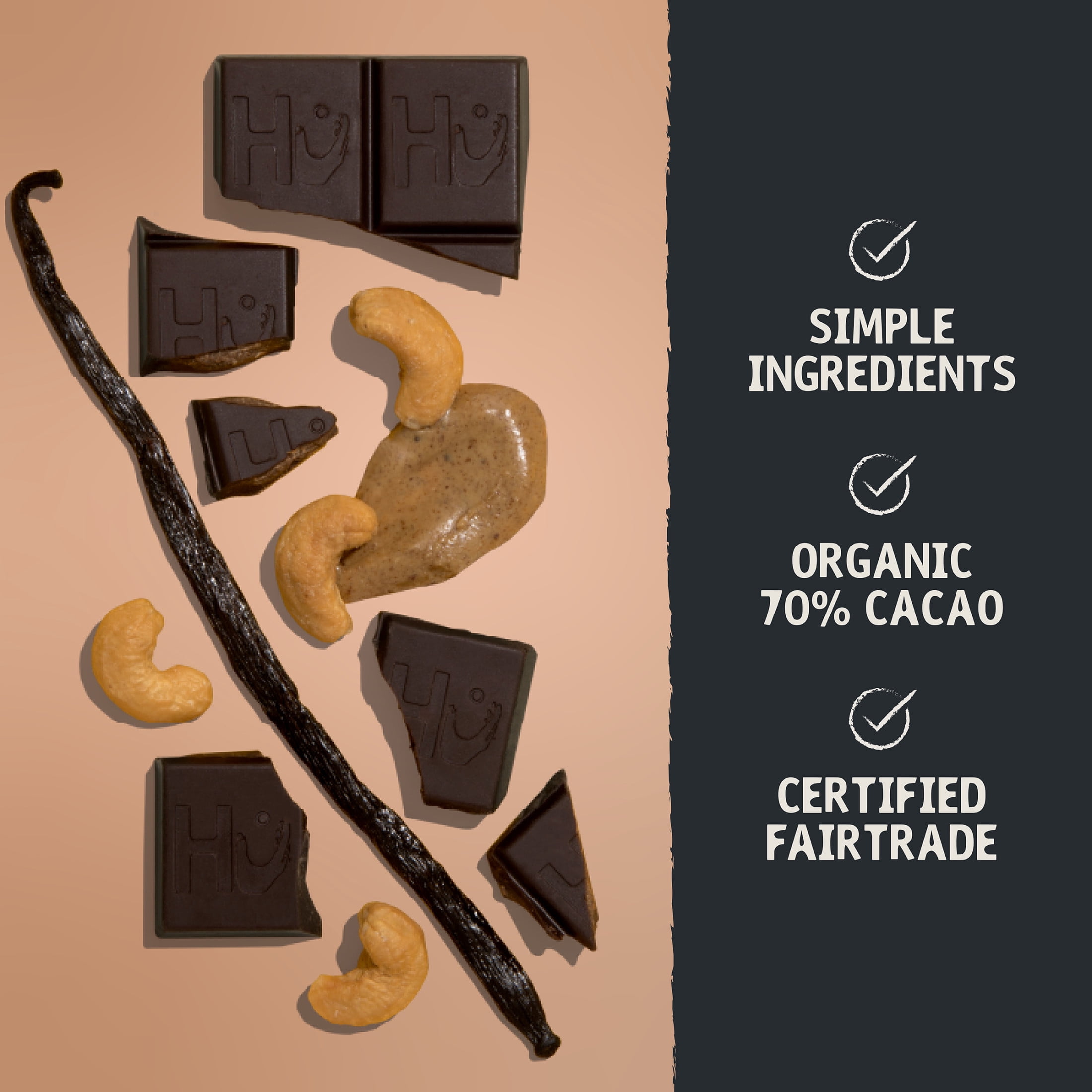 (2 pack) Hu Cashew Butter + Vanilla Bean Dark Chocolate Bar, 2.1 Ounce Bar, 1 Count