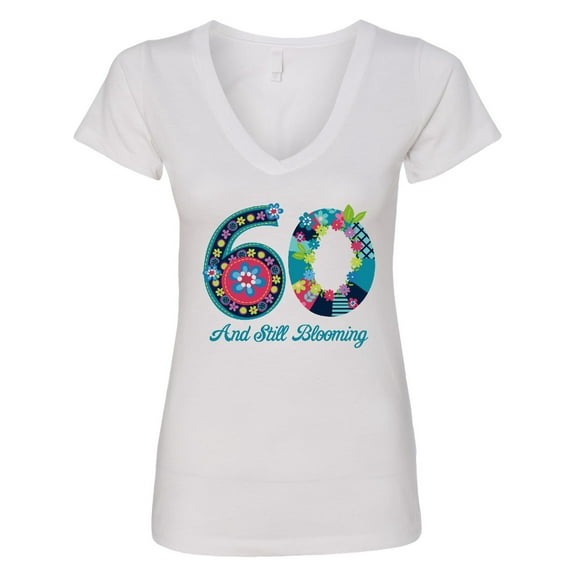 Inktastic Blooming 60th Birthday Women's V-Neck T-Shirt