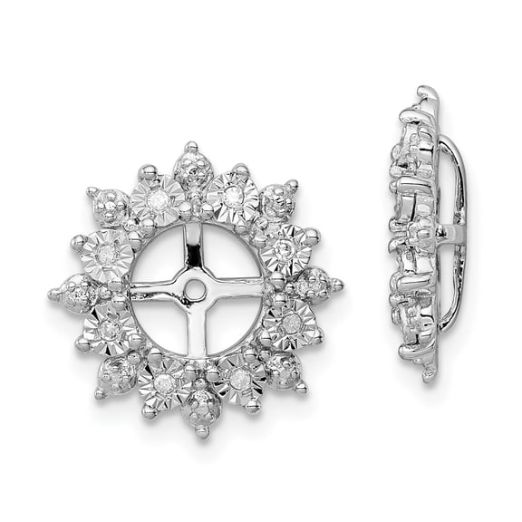 925 Sterling Silver Rhodium Diamond Earring Jacket