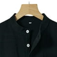 thumbnail image 5 of Chiccall Plus Size Cotton Linen Shirts for Men Solid Summer Tops Button Up Short Sleeve Casual Stand Collar T Shirts, 5 of 6