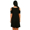 thumbnail image 4 of Defitshape Women's Short Sleeve Dress Billowy Baby Doll Dress A Line Casual Crew Neck Comfy Cool Cold Shoulder Sleeve Babydoll Black X-Large, 4 of 4