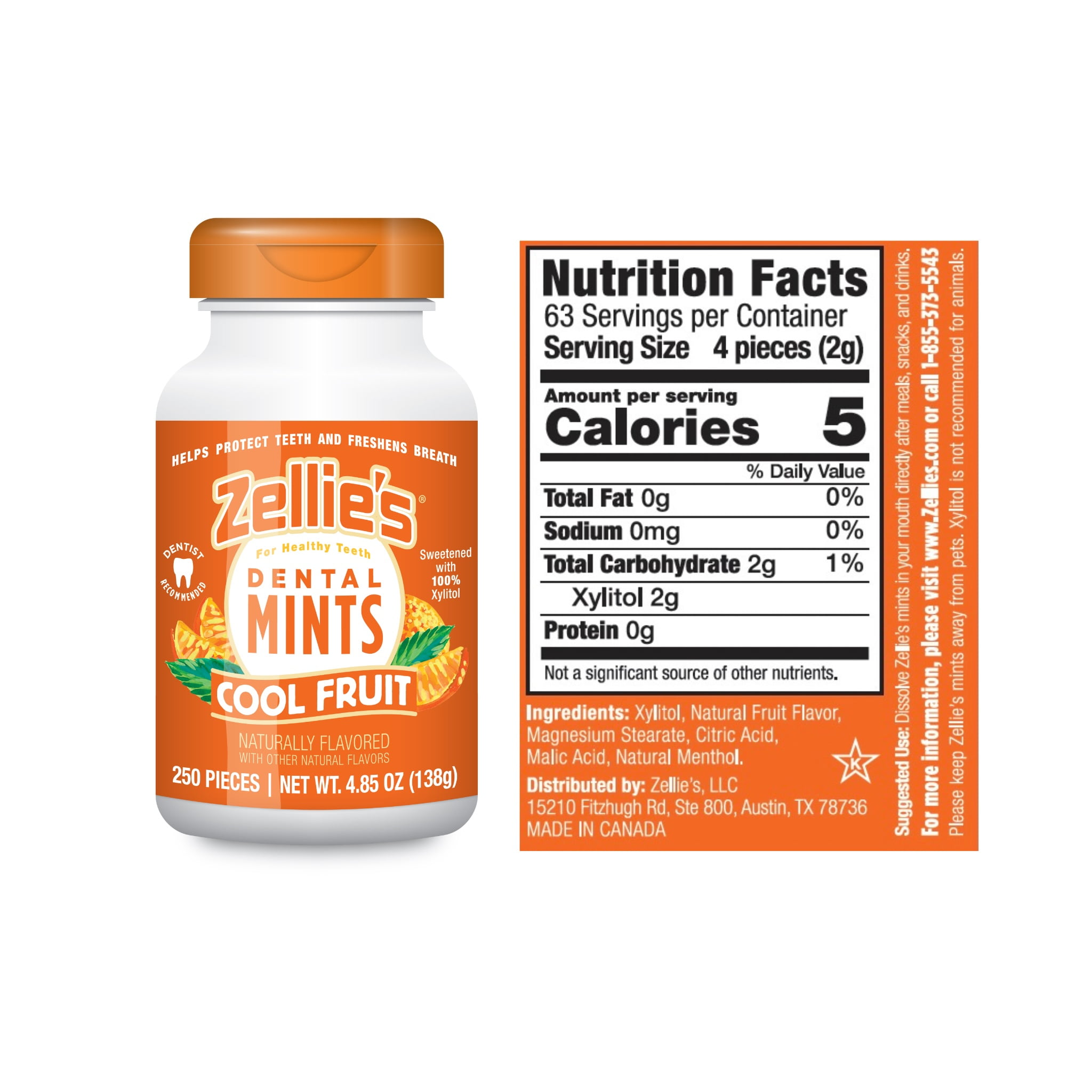 【hoil】 Terminus (ソーサリー) 2枚セット Zellie's Xylitol Mints Jar 250 Ct, Oral Health, Cavities, 0.5g