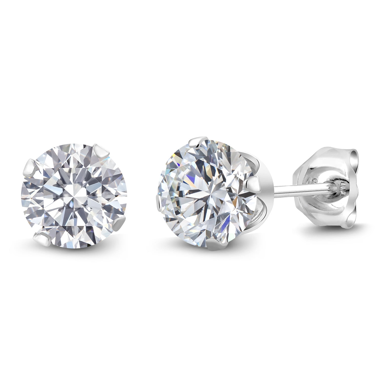 Gem Stone King 1.48 Cttw Lab Grown Diamond Earrings for Women | 925 Sterling Silver | Gemstone Birthstone | E-F Color | VVS-VS Clarity | Round 6MM