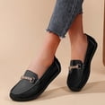 thumbnail image 2 of Xfvqtps Womens Metal Buckle Loafers Breathable Soft Sole Flat Shoes for Women Comfortable Slip on Casual Shoes Black, 2 of 7