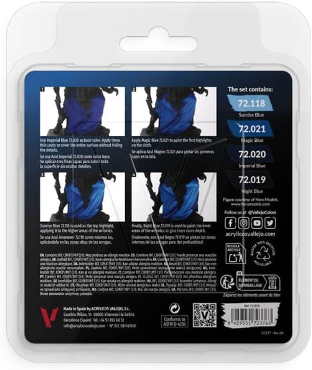 Vallejo Game Color Blue Color Set ,Professional Miniature Painting Set ,4×18ml