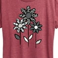 thumbnail image 3 of Instant Message - Gray Patterned Flowers - Women's Short Sleeve Graphic T-Shirt, 3 of 6