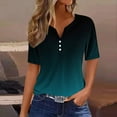thumbnail image 2 of LYXSSBYX Summer Blouses for Women 2024 Short Sleeve Women's Casual Printed Color Short-Sleeved Button V-Neck Top Blouse, 2 of 5