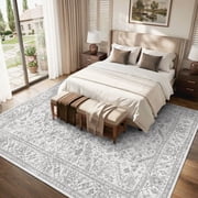 SIXHOME 5x7 Area Rugs for Living Room Washable Rugs Carpet Vintage Traditional Rugs for Bedroom Dinning Room Office Soft Non Slip Large Area Rug Retro Home Decor Light Gray