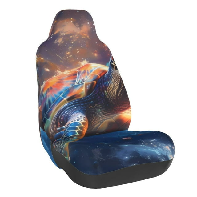 Wukai Night Sky Turtle Full Set Car Seat Covers with Soft Padding Universal Auto Front Seats Protector and Cushion Mat