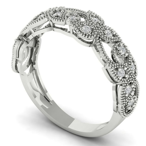 0.17 ctw Wedding Band for Women - 14K White Gold Simulated Diamond Stackable Eternity Ring
