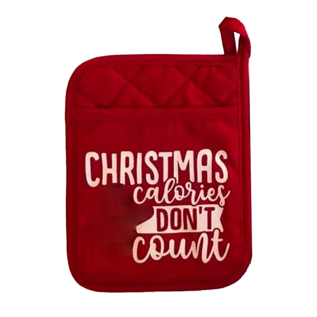 Kit para hornear con soporte para ollas navideño TAKTUK, agarraderas navideñas, guantes de horno navideños, guantes de horno estampados, regalo de Navidad para maestros, vecinos, compañeros de