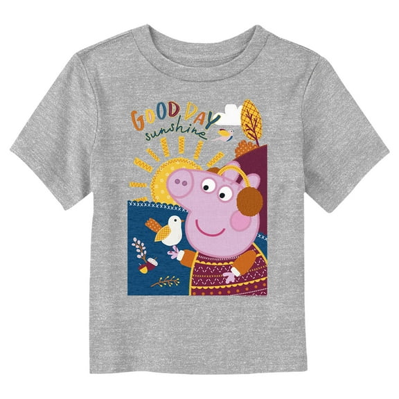 Toddler's Peppa Pig Good Day Sunshine Embroidery  Graphic Tee Athletic Heather 4T
