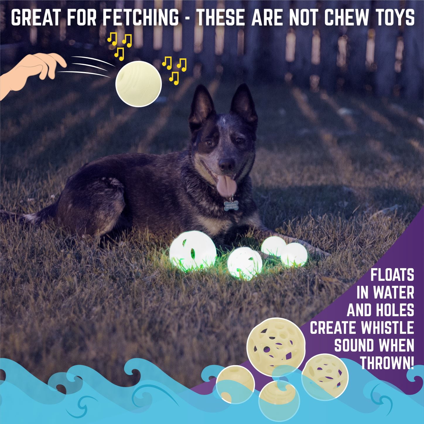 Chew King By Mammoth Glow Ball Combo for dog, 4 pack