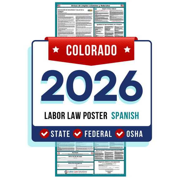 Colorado State and Federal Labor Law Poster 2026 SPANISH - Non-Laminated Paper