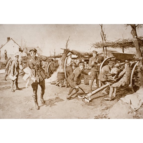 British Artillery Units Manning Guns At The Front Canvas Art - Ken Welsh  Design Pics (18 x 11)