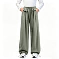 thumbnail image 3 of Rrxhxhs Pants for Girls Ruffle Drawstring Elastic Waist Loose Flowy Versatile Casual Joggers with Side Pockets,Green,5-6 Years, 3 of 6