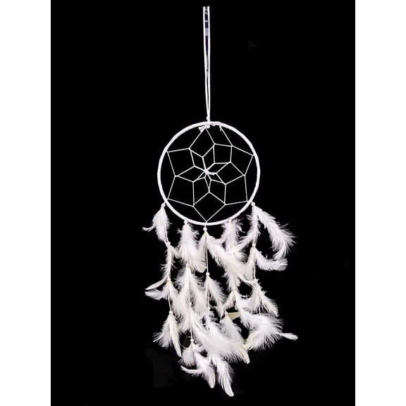 Rastogi Handicrafts Dream Catchers Wall Decor, Handmade Feather Decoration Home Car Bedroom Decor Nursery Room Hanging (Big White Ring)