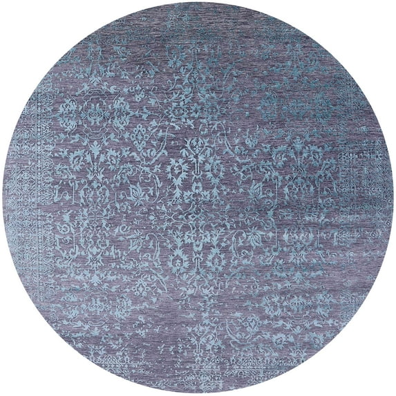 Ahgly Company Machine Washable Indoor Round Industrial Modern Columbia Blue Area Rugs, 7' Round