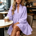 thumbnail image 5 of NTACZA Going Out Dress Ruffle Notch V-Neck Wedding Guest Dresses Cute Mini Long Sleeve A-Line Purple XXXL, 5 of 5
