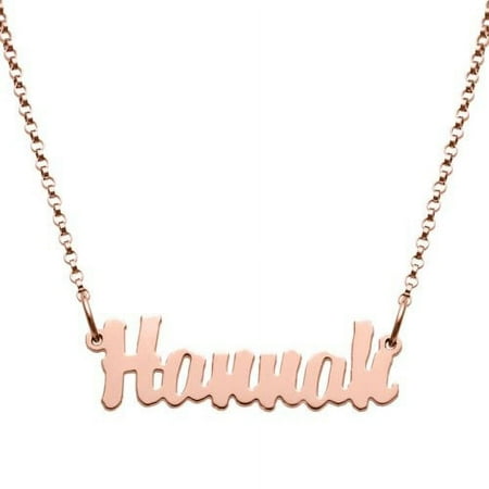 Personalized Planet Women's Rose Gold Plated Script Nameplate Necklace
