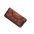 thumbnail image 1 of Sonducket Cartera de cuero genuino, monedero largo, bolsos de mano Vintage, monederos, bolsos hechos a mano con estampado en relieve, tarjetero Carteras Marron oscuro Sonducket AP019409-02, 1 of 6