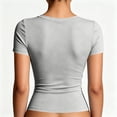 thumbnail image 7 of Womens Basic V Neck Short Sleeve Spring T Shirts Slim Fit Crop Y2k Tee 2026 Summer Gym Workout Cute Top Light Gray M, 7 of 7