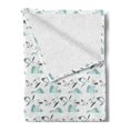 thumbnail image 2 of Bird Soft Flannel Fleece Throw Blanket, Marine Themed Cartoon Design with Seagulls Flying over Waves, Cozy Plush for Indoor and Outdoor Use, 60" x 80", Teal Olive Green, by Ambesonne, 2 of 5