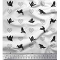 thumbnail image 1 of Soimoi Black Cotton Voile Fabric Heart & Paper Bird Art & Craft Printed Fabric 1 Yard 42 Inch Wide, 1 of 3
