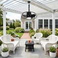 thumbnail image 6 of Parrot Uncle 20" Modern Black IP65 Waterproof Outdoor Caged Plug-in LED Ceiling Fan with Remote Control, 6 of 15