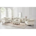 thumbnail image 3 of Londynn Sofa Beige Velvet 93L x 33.5W x 30.3H Button Tufted Rolled Arm, 3 of 8