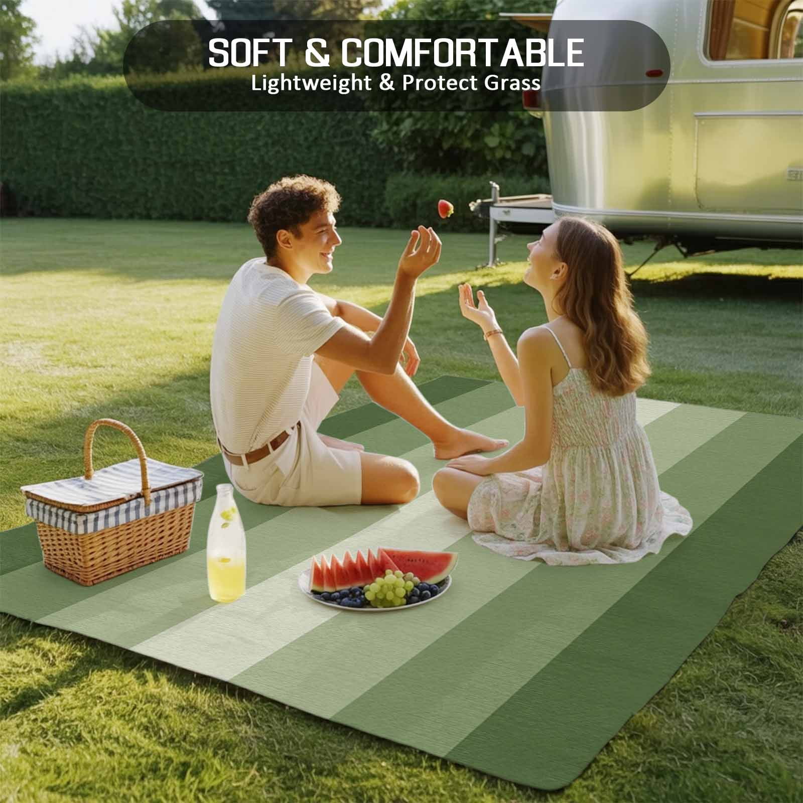 Outdoor Rug 5x8ft Sage Green Large Area Rug Gradient Stripes Modern Indoor Outdoor Carpet Outdoor Rugs Mats for Patio Camping,RV,Front Door, Outside Decor