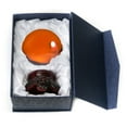 thumbnail image 2 of Amlong Crystal Amber 3 in. (80mm) Crystal Ball with Redwood Lion Stand, 2 of 2