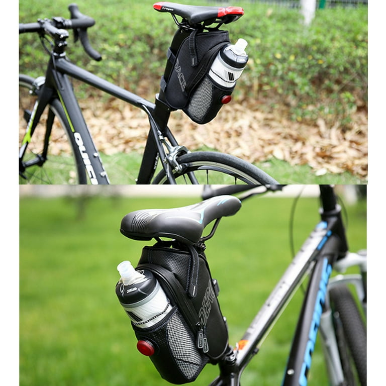 Bike Saddle Bag Water Bottle Holder with Tail Light Under Seat Storage Tail Pouch Cycling Rear Pack Walmart